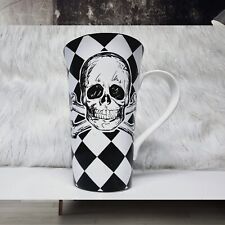 Skull & Crossbones Checkered Tall Coffee Tea Mug picture