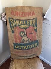 Vintage Advertising Burlap Bag Small Fry Potatoes Arizona Wasco Peters & Sons picture