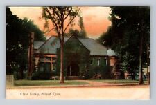 Milford CT-Connecticut, Library, Antique, Vintage c1910 Postcard picture