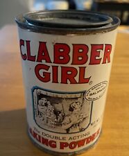 Vintage Clabber Girl Baking Powder Tin With Lid - Paper Label - 10 oz. Empty picture