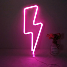 Pink Lightning Neon Sign - Illuminate Kids' Rooms with Battery or USB Power. Per picture