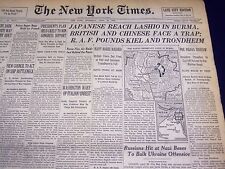 1942 APRIL 30 NEW YORK TIMES - RAF POUNDS KIEL & TRONDHEIM - NT 1181 picture