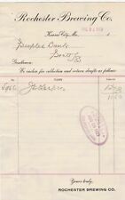 U.S. ROCHESTER BREWING CO. Headed Kansas City Paid Cancel 1903 Invoice Ref 43777 picture