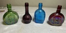 Vintage Miniature Colored Glass Bottle Lot Of Four. All 3 Inches picture