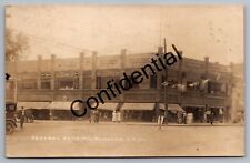 Real Photo Central Building Storefronts People & Autos Massena NY RP RPPC G210 picture