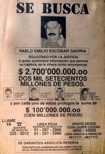 PABLO ESCOBAR WANTED POSTER 8.5X11 PHOTO SE BUSCA MOB MAFIA GANG COCAINE DRUGS picture