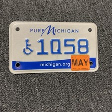2023 Michigan Motorcycle License Plate Tag Handicap 1Q58 picture