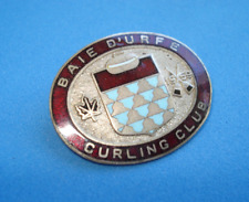 Vtg 1959 BAIE D'URFE Ice CURLING CLUB Team Pin Canada Badge Award Enamel 1.25