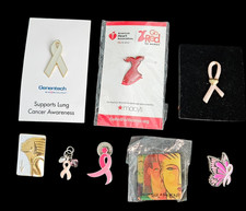 Vintage Pins Breast Cancer American Cancer Assoc Lung Cancer Pink Ribbon Lot picture