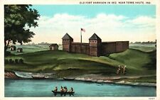 Vintage Postcard 1920's Old Fort Harrison in 1812 Near Terre Haute Ind Indiana picture