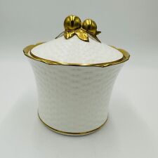 Noritake Studio Collection Canister Porcelain Basket White Gold Trim Japan Candy picture