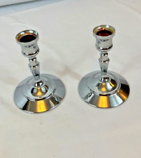 Brushed Glossy Nickel Candlesticks  Pair Lightweight picture
