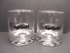 Lot of 2 AgriGold Farm Seed Feed Corn Soybean Genetics Rocks Drink Glass Crops picture