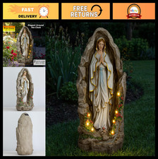 24" Solar Virgin Mary Statue - Outdoor Catholic Garden Decor, Lourdes Grotto Scu picture