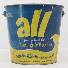 Vintage All Laundry Detergent 25lb Metal Pail Bucket Monsanto Chemical Co 1950s picture