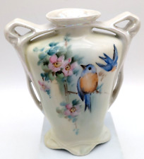 Vintage Lusterware Porcelain Hand Painted Urn Vase Birds & Flowers picture