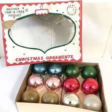 Vintage Christmas Tree Ornaments  Mini Glass Colored Balls Trim A Tree Bulbs picture