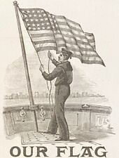 1896 Vtg Print Ad~OUR FLAG Geo.B.Carpenter&Co.Americana US Navy Sailor 45 Stars picture