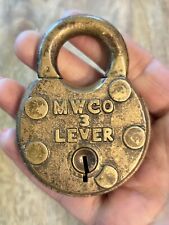 Vintage Antique Old MW & Co.  3 Lever Padlock No Key Lock picture