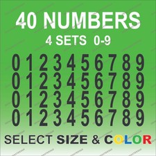 0-9 Numbers Vinyl Sticker Decals - Set of 40 - Select Color & Size 2" to 4" picture