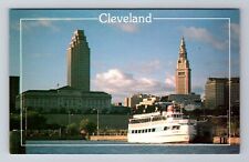 Cleveland OH-Ohio, View Of City And Boat Area, Antique Souvenir Vintage Postcard picture