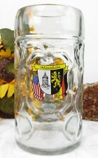Vintage Mannheim Germany Large 1 Liter Dimpled Glass Stein Mug Made In Austria picture