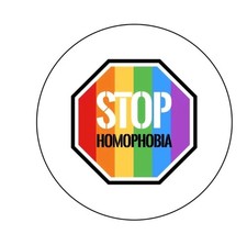Stop Homophobia LGBTQ+ Gay Lesbian 2.25” Pinback Button Pin Badge 006 picture