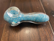 4.5” Premium Glass Pipe Bowl Micro Beads Blue picture