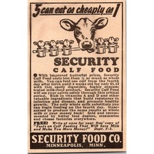 Security Food Co Security Calf Food Minneapolis MN 1939 Wisconsin Ad SAH8-1 picture