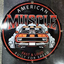 AMERICAN MUSCLE PORCELAIN ENAMEL SIGN 30 INCHES ROUND picture