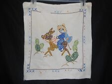Vintage South American Mexican Embroidered Pillowcase Man Sombrero Donkey picture