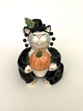 Rare Estate Amy Lacombe Pumpkin Cat Figurine 2002 Halloween Kitty Chubby picture