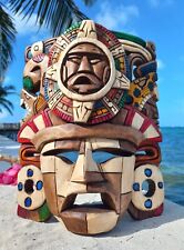 Handcrafted Carved Wood Mask - Aztec Calendar Unleash Your Inner Wild Child 12