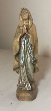 antique hand carved painted wood religious Virgin Mary Saint statue sculpture picture