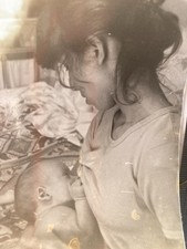 Vintage USSR Photo Mother Breastfeeding Baby Soviet Domestic Life 1970s picture