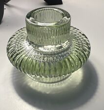 Vintage Looking Green Glass Candle Holder Ribbed Light Effect  picture