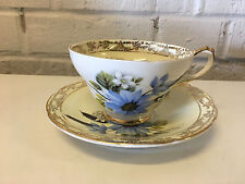 Vtg Royal Sutherland Staffordshire Porcelain Cup & Saucer w/ Flowers Decoration picture