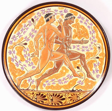 Hand Made In Greece Greek Vintage Souvenir Wall Hanging Plate Signed Olympic Men picture