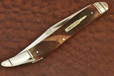 WINCHESTER TRADEMARK BROWN CHECKERED BONE JUMBO TOOTHPICK KNIFE NICE (16252) picture