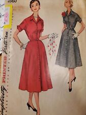 VINTAGE 1954 SIMPLICITY 4960 DRESS SEWING PATTERN SZ 16.5 BUST 35 (TODAYS SZ 10) picture