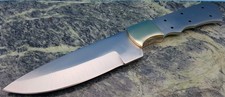 Fixed Blade Knife Finger Groove Drop point Blank Full Tang Brass Guard Length 9" picture