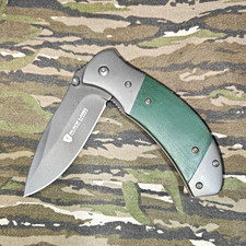 Black Label Side Effects 1523L Assisted Drop Point SS Liner Lock Green/Gray picture