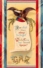 CLAPSADDLE EMBOSSED MEMORIAL DAY PC ~ EAGLE, SCROLL, INT'L ART PUB ~ used 1910 picture