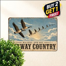 Waterfowl Duck Geese Hunting Sign Vintage Wetlands Sportsman Tin Metal Plaque picture