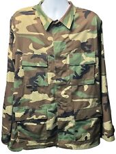 Military Woodland Camo Shirt Jacket Camouflage Combat Field Coat Large Regular picture