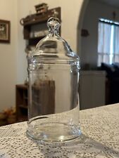 Vintage Clear Glass Apothecary Jar Container with Lid Nice 9.5” Tall picture