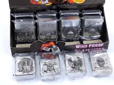 RESELLER LOT of 12pk BIKER THEMED Chrome Windproof Oil STAR-1 Lighters + Display picture
