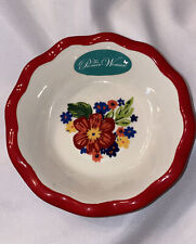 New Discontinued Dazzling Dahlias Red by Pioneer Woman Mini Pie Pan 5-1/2” New picture