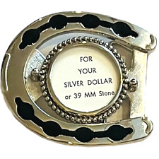 Horseshoe Belt Buckle with Black Glass Inlay for Silver Dollar or 39 MM Stone picture