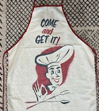 Vintage Come And Get It Cookout Apron Chef With Barbecue Tool MCM 1950’s picture
